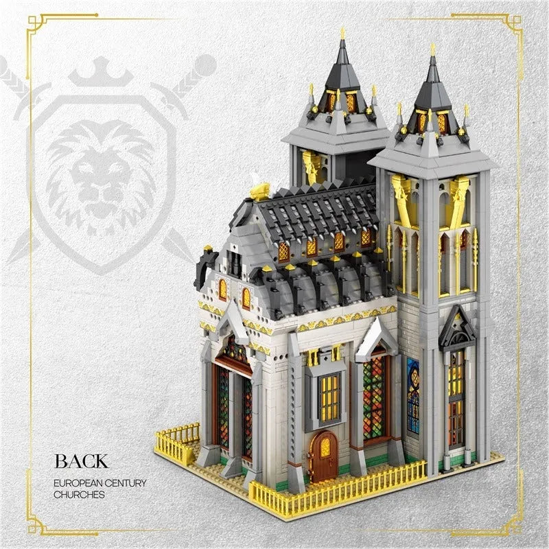 Building Blocks Street Expert MOC Medieval City Church Bricks Toy - 9