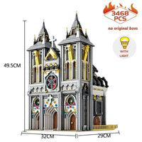 Thumbnail for Building Blocks Street Expert MOC Medieval City Church Bricks Toy - 6