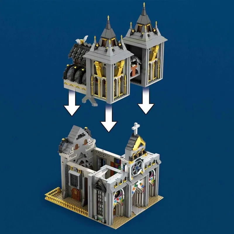 Building Blocks Street Expert MOC Medieval City Church Building Bricks Toy - 4