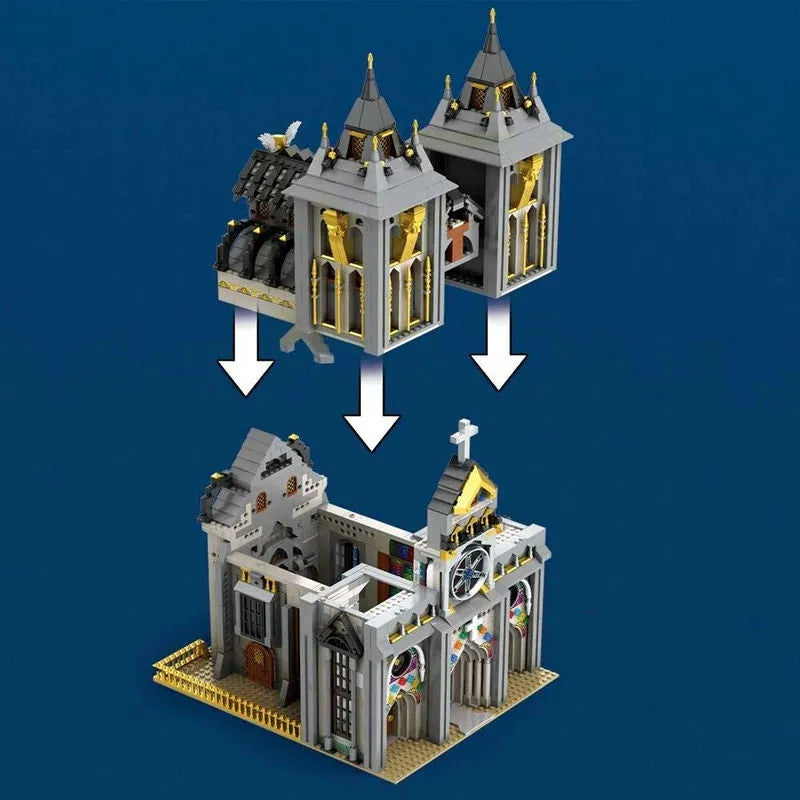 Building Blocks Street Expert MOC Medieval City Church Bricks Toy - 4