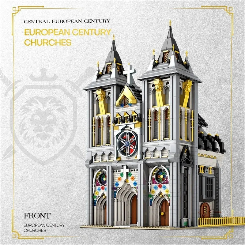 Building Blocks Street Expert MOC Medieval City Church Building Bricks Toy - 8