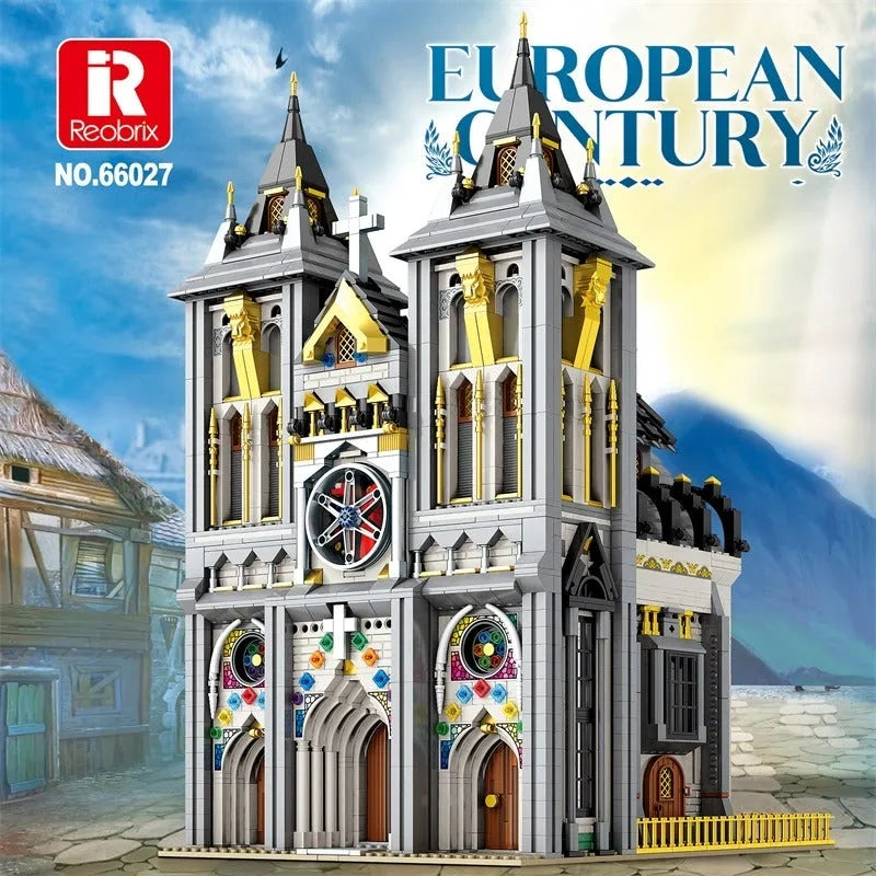 Building Blocks Street Expert MOC Medieval City Church Bricks Toy - 3