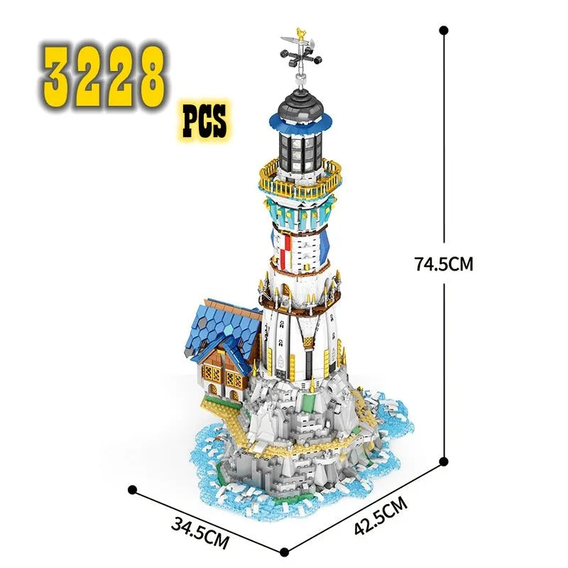 Building Blocks Creator Expert MOC Medieval Town City Lighthouse Bricks Toy Construction Set Toys - 6