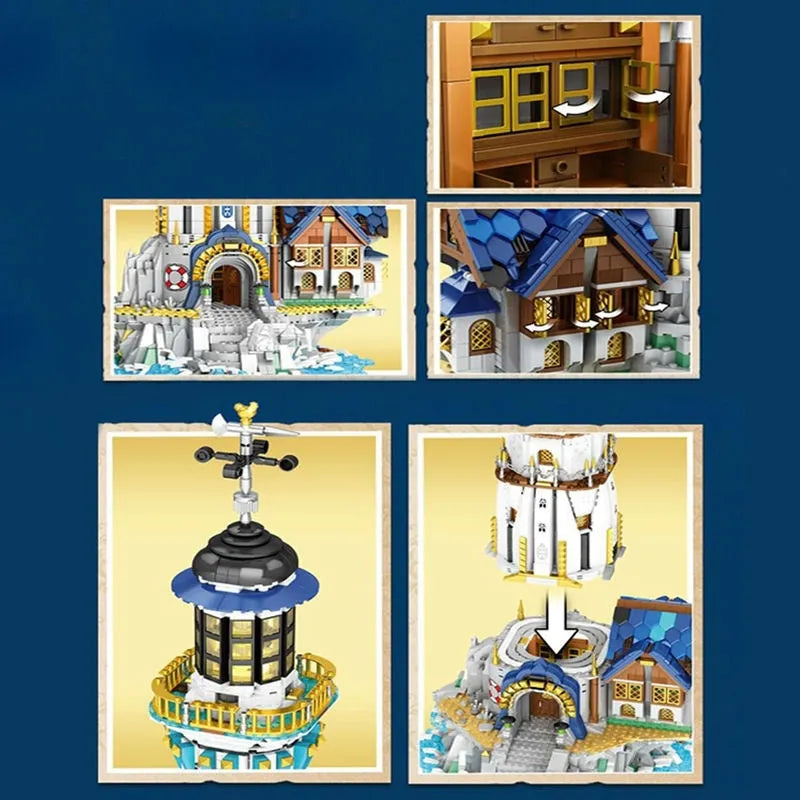 Building Blocks Creator Expert MOC Medieval Town City Lighthouse Bricks Toy Construction Set Toys - 8