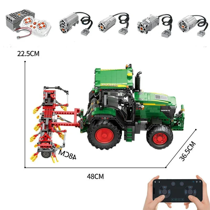 Building Blocks Motorized Creator Expert RC MOC Agricultural Tractor Bricks Toy - 10