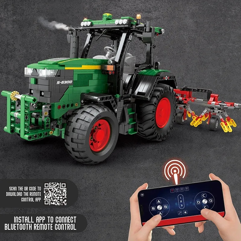 Building Blocks Expert Tech MOC Motorized Agricultural RC Tractor Bricks Toy - 3