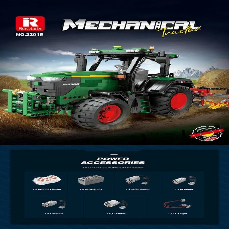 Building Blocks Expert Tech MOC Motorized Agricultural RC Tractor Bricks Toy Construction Set Toys - 7