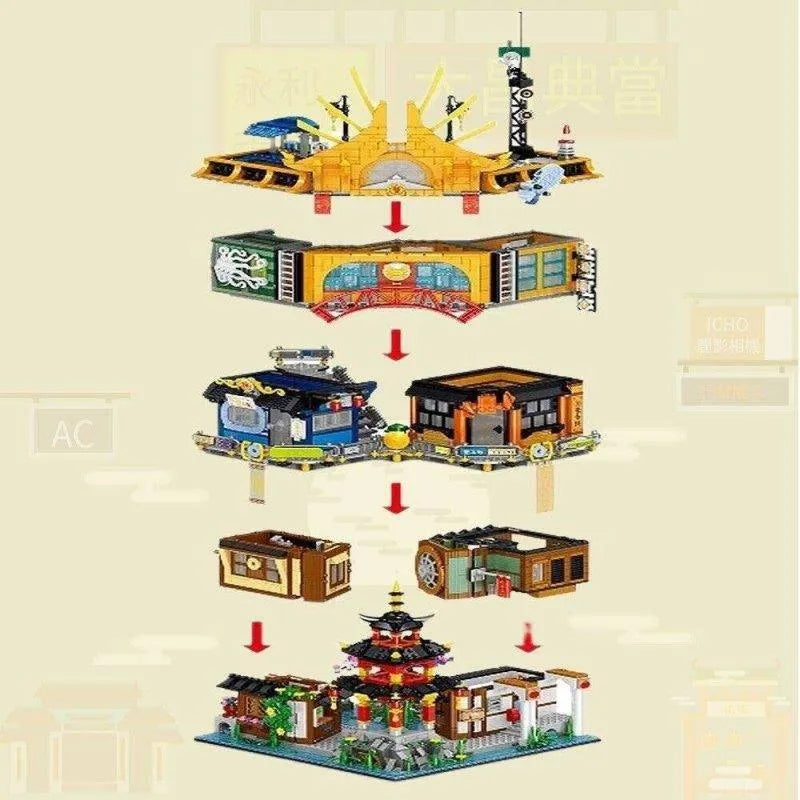 Building Blocks Street Expert MOC City Hong Kong House MINI Bricks Toy Construction Set Toys - 7