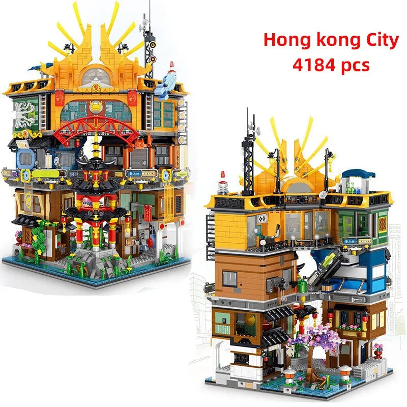 Building Blocks Street Expert MOC City Hong Kong House MINI Bricks Toy - 1