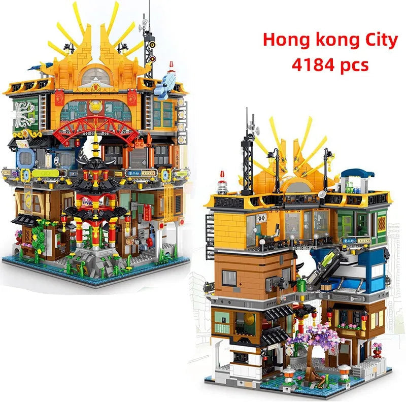 Building Blocks Street Expert MOC City Hong Kong House MINI Bricks Toy Construction Set Toys - 1
