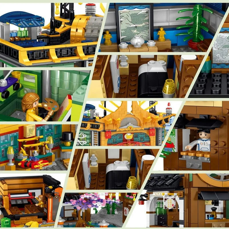 Building Blocks Street Expert MOC City Hong Kong House MINI Bricks Toy Construction Set Toys - 9