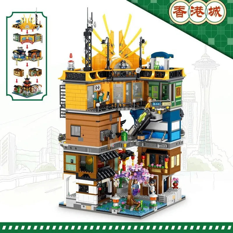 Building Blocks Street Expert MOC City Hong Kong House MINI Bricks Toy Construction Set Toys - 5