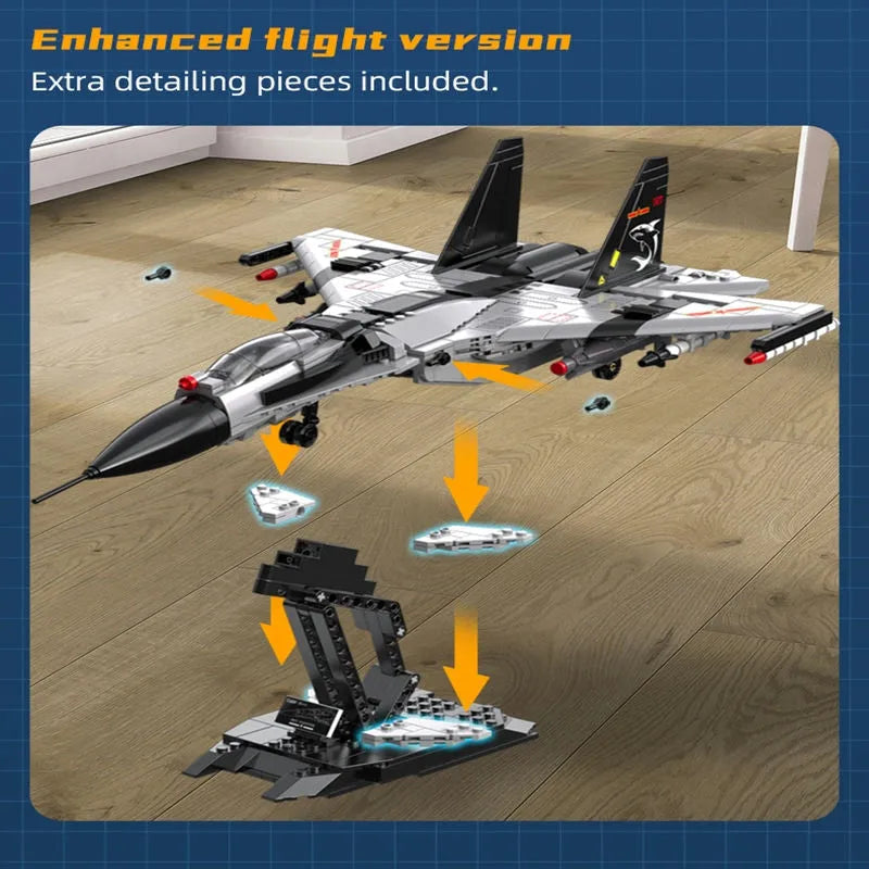 Building Blocks Military MOC Fighter Aircraft Striker Plane Bricks Toy - 6