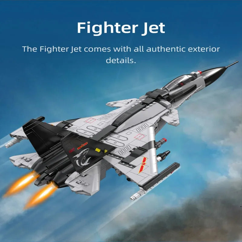 Building Blocks Military MOC Fighter Aircraft Striker Plane Bricks Toy - 3