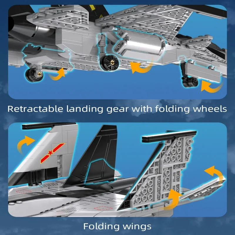 Building Blocks Military MOC Fighter Aircraft Striker Plane Bricks Toy - 9