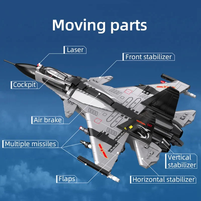 Building Blocks Military MOC Fighter Aircraft Striker Plane Bricks Toy - 15