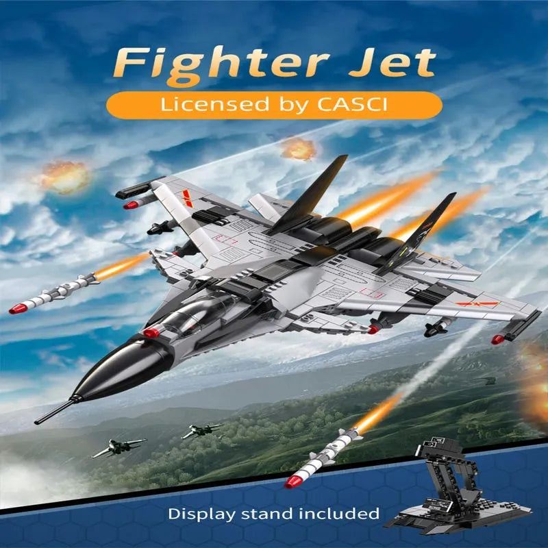 Building Blocks Military MOC Fighter Aircraft Striker Plane Bricks Toy - 2