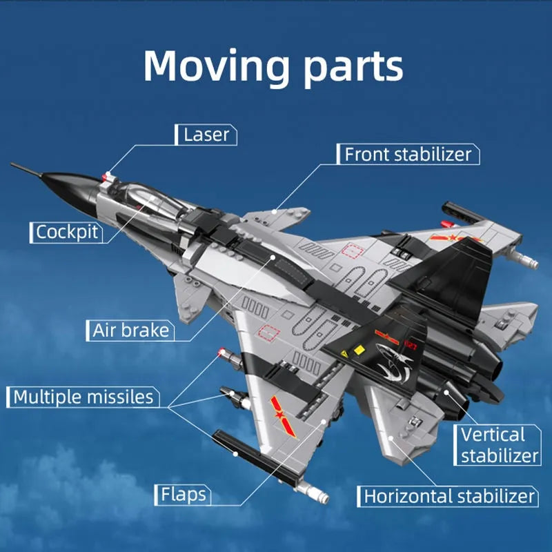 Building Blocks Military MOC Fighter Aircraft Striker Plane Bricks Toy - 7