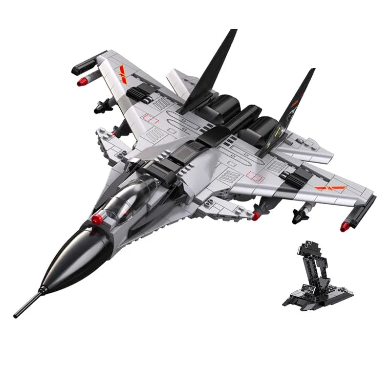 Building Blocks Military MOC Fighter Aircraft Striker Plane Bricks Toy - 1