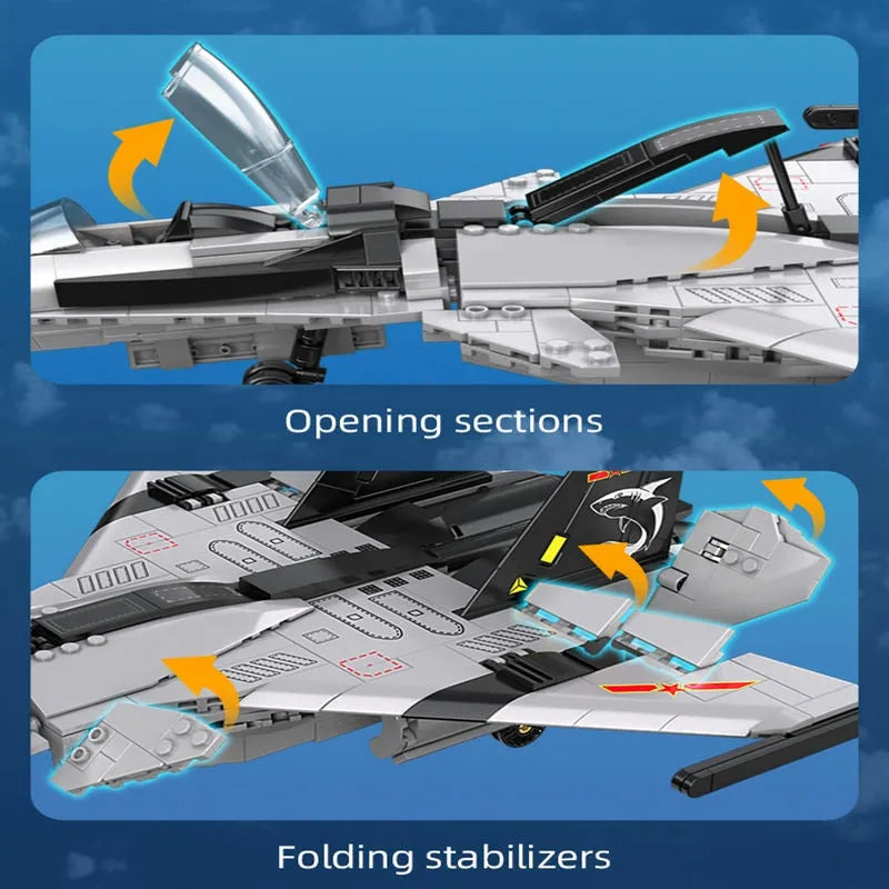 Building Blocks Military MOC Fighter Aircraft Striker Plane Bricks Toy - 8