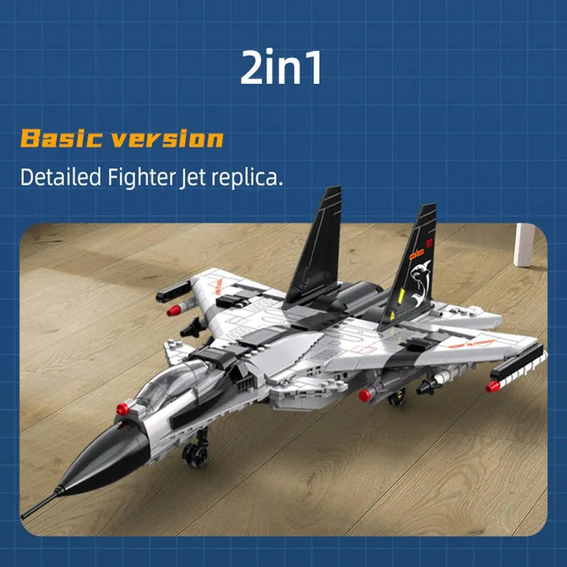 Building Blocks Military MOC Fighter Aircraft Striker Plane Bricks Toy - 5