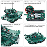 Thumbnail for Building Blocks Military MOC Motorized M1A2 Main Battle Tank Bricks Toy Construction Set Toys - 9