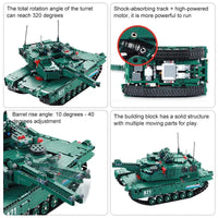 Thumbnail for Building Blocks Military MOC Motorized M1A2 Main Battle Tank Bricks Toy - 9