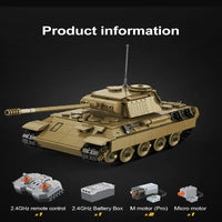 Thumbnail for Building Blocks Military WW2 RC Motorized Panther Tank Bricks Toy - 3