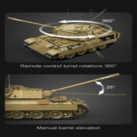 Thumbnail for Building Blocks Military WW2 RC Motorized Panther Tank Bricks Toy Construction Set Toys - 7