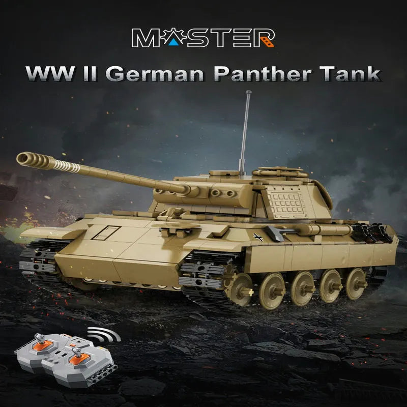 Building Blocks Military WW2 RC Motorized Panther Tank Bricks Toy Construction Set Toys - 2