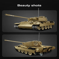 Thumbnail for Building Blocks Military WW2 RC Motorized Panther Tank Bricks Toy Construction Set Toys - 14
