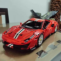 Thumbnail for Building Blocks MOC 61042 Motorized RC Ferrari 488 Racing Sports Car Bricks Toy - 25