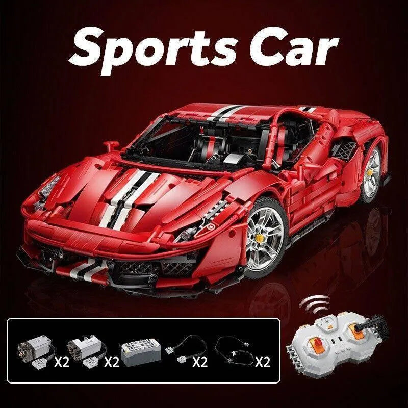 Building Blocks MOC 61042 Motorized RC Ferrari 488 Racing Sports Car Bricks Toy - 1