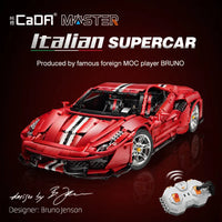Thumbnail for Building Blocks MOC 61042 Motorized RC Ferrari 488 Racing Sports Car Bricks Toy - 8