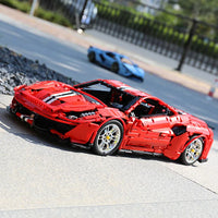 Thumbnail for Building Blocks MOC 61042 Motorized RC Ferrari 488 Racing Sports Car Bricks Toy - 24