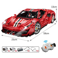 Thumbnail for Building Blocks MOC 61042 Motorized RC Ferrari 488 Racing Sports Car Bricks Toy - 23