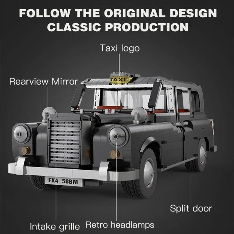 Building Blocks MOC 62004 RC Motorized Retro London Taxi Bricks Toy Construction Set Toys - 7