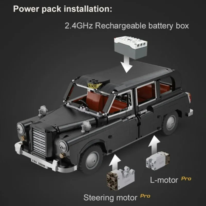 Building Blocks MOC 62004 RC Motorized Retro London Taxi Bricks Toy Construction Set Toys - 8