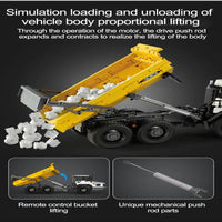 Thumbnail for Building Blocks MOC APP RC Large Dump Truck Car Bricks Toys 61054 - 9