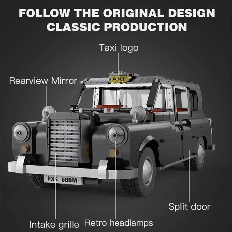 Building Blocks MOC Classic Retro London Taxi Bricks Toy 62004 - 4