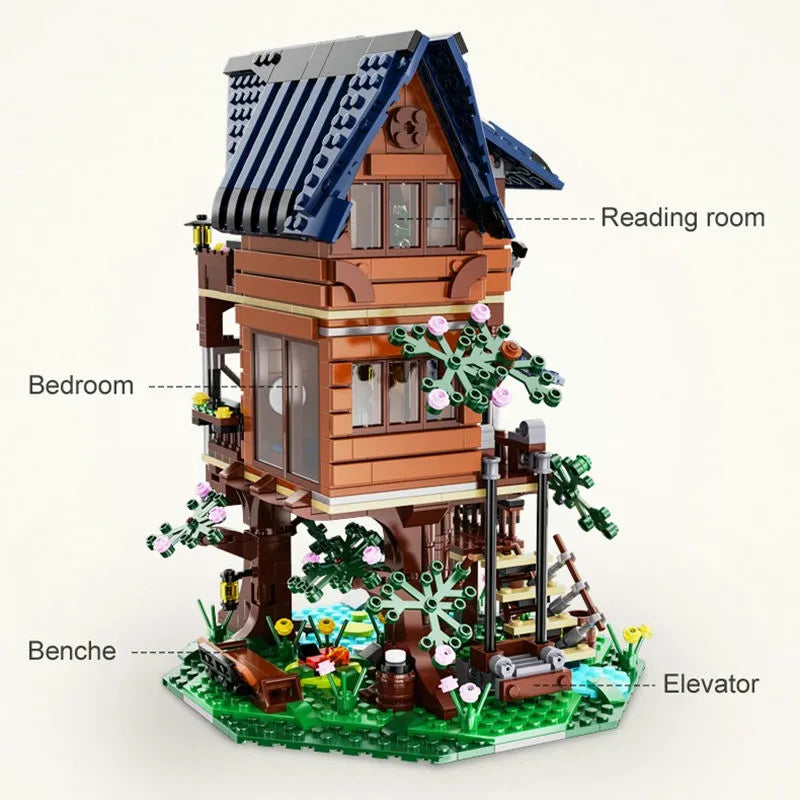 Building Blocks MOC Creator Expert Four Seasons Tree House Bricks Toy Construction Set Toys - 9