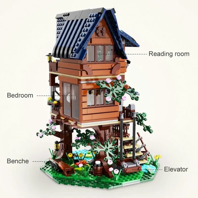 Building Blocks MOC Creator Expert Four Seasons Tree House Bricks Toy - 9