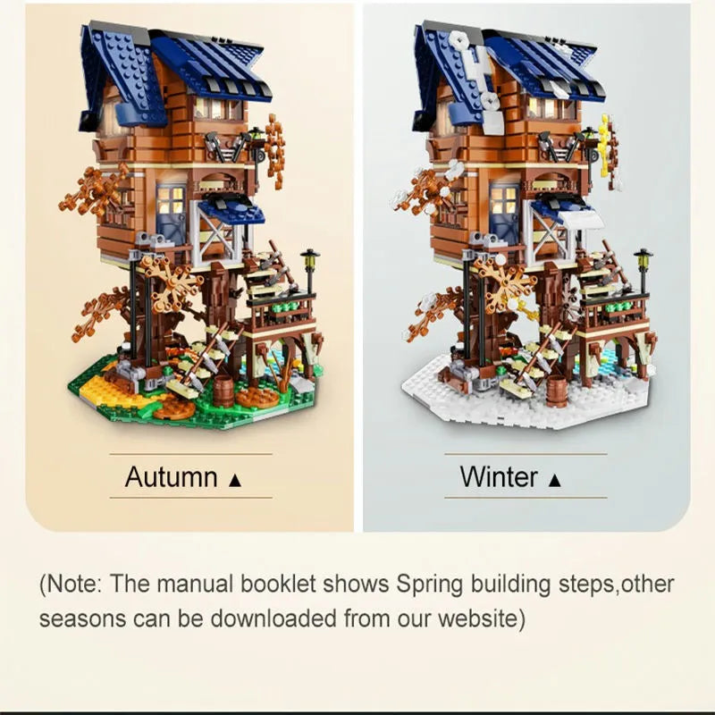 Building Blocks MOC Creator Expert Four Seasons Tree House Bricks Toy - 5
