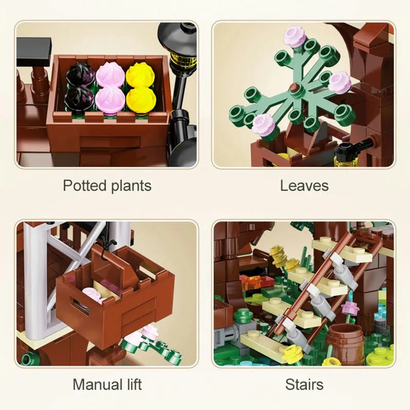 Building Blocks MOC Creator Expert Four Seasons Tree House Bricks Toy Construction Set Toys - 8