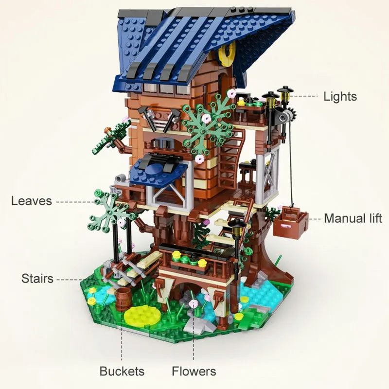 Building Blocks MOC Creator Expert Four Seasons Tree House Bricks Toy - 7