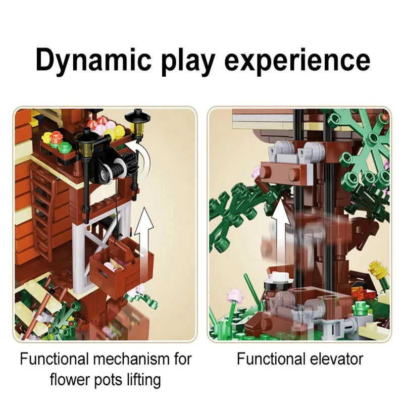 Building Blocks MOC Creator Expert Four Seasons Tree House Bricks Toy Construction Set Toys - 10