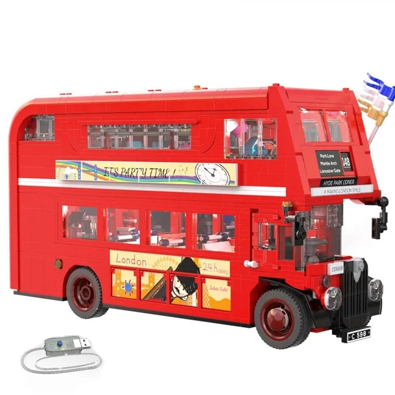 Building Blocks MOC Double Deck London City Tour Bus Bricks Toy C59008 - 1