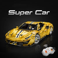 Thumbnail for Building Blocks MOC Motorized RC Ferrari 488 Racing Car Bricks Toys 61057 - 6
