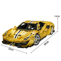 Thumbnail for Building Blocks MOC Motorized RC Ferrari 488 Racing Car Bricks Toys 61057 - 11