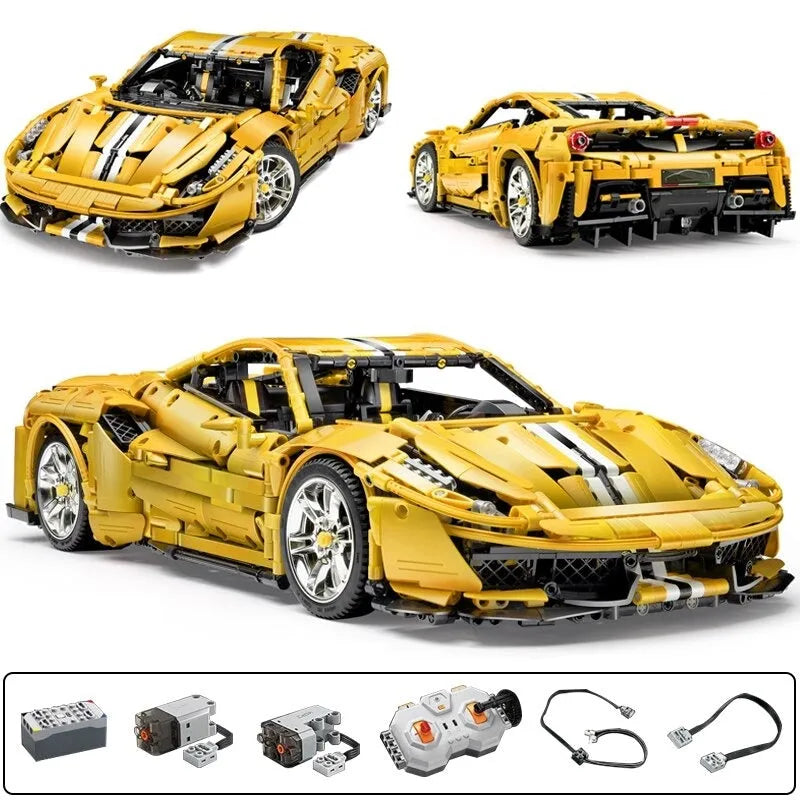 Building Blocks MOC Motorized RC Ferrari 488 Racing Car Bricks Toys 61057 - 1